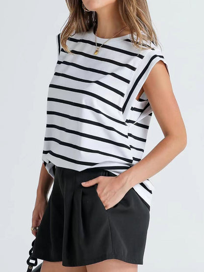 Striped Cap Sleeve T-Shirt