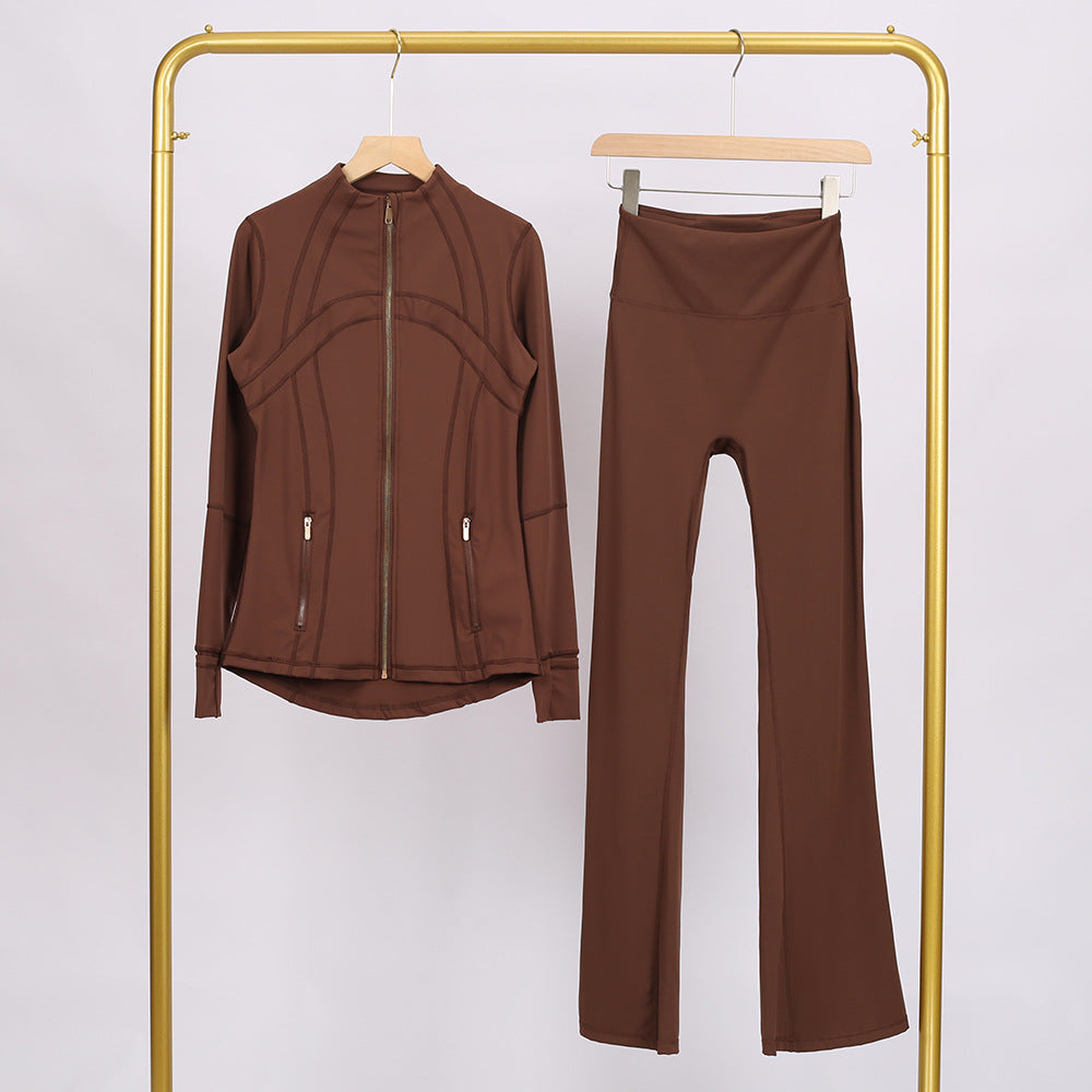 Golden zipper Slim fit yoga pants set