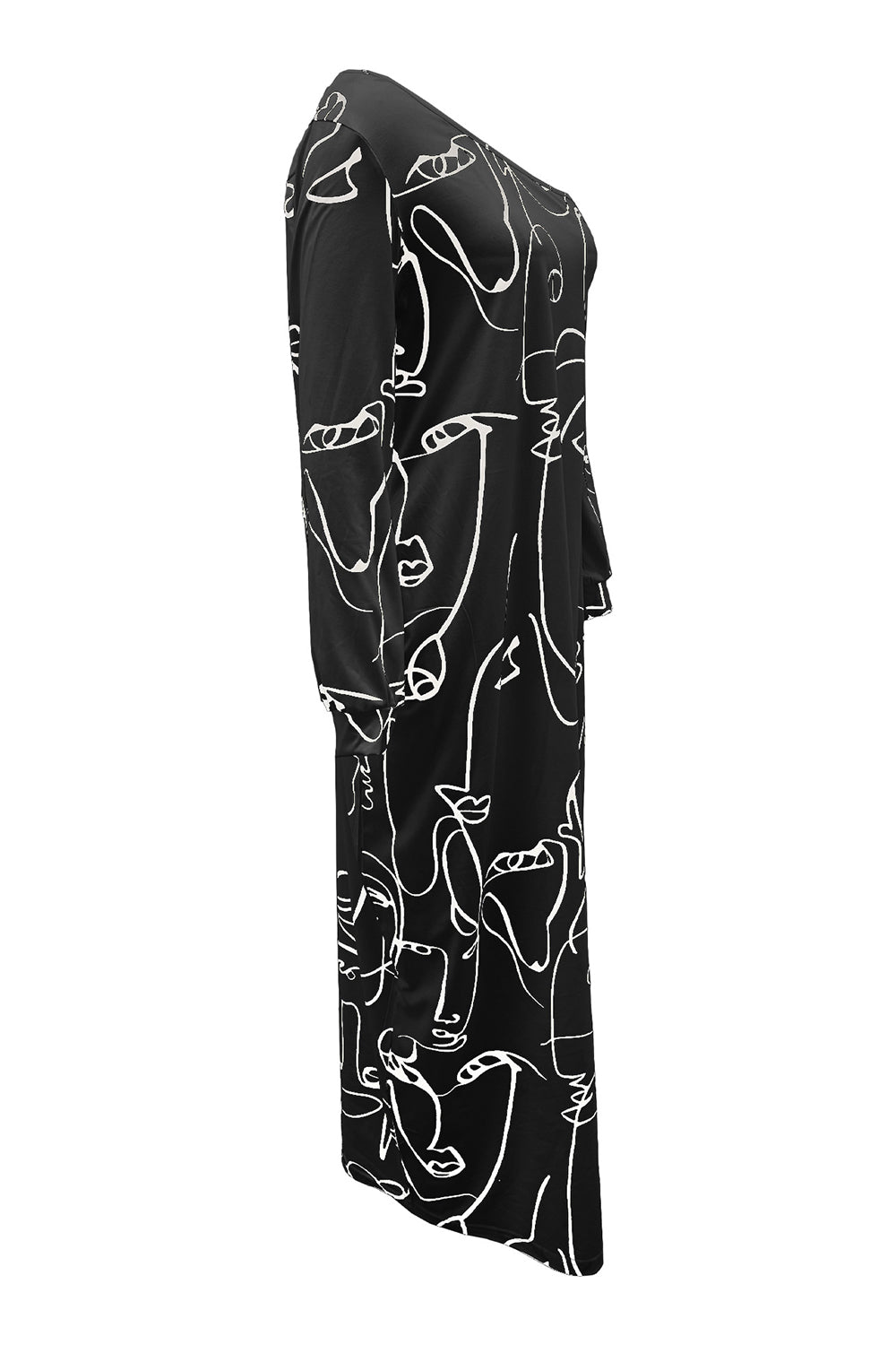 Printed Lantern Sleeve Maxi Dress