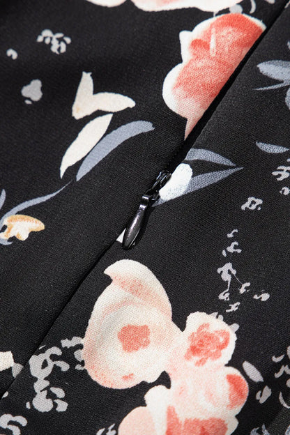 Floral Print Flounce Sleeve Midi Dress