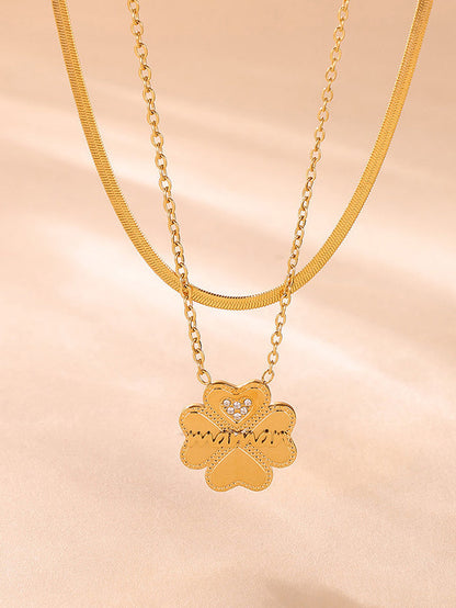 2 Piece 18K Gold-Plated Clover Necklace