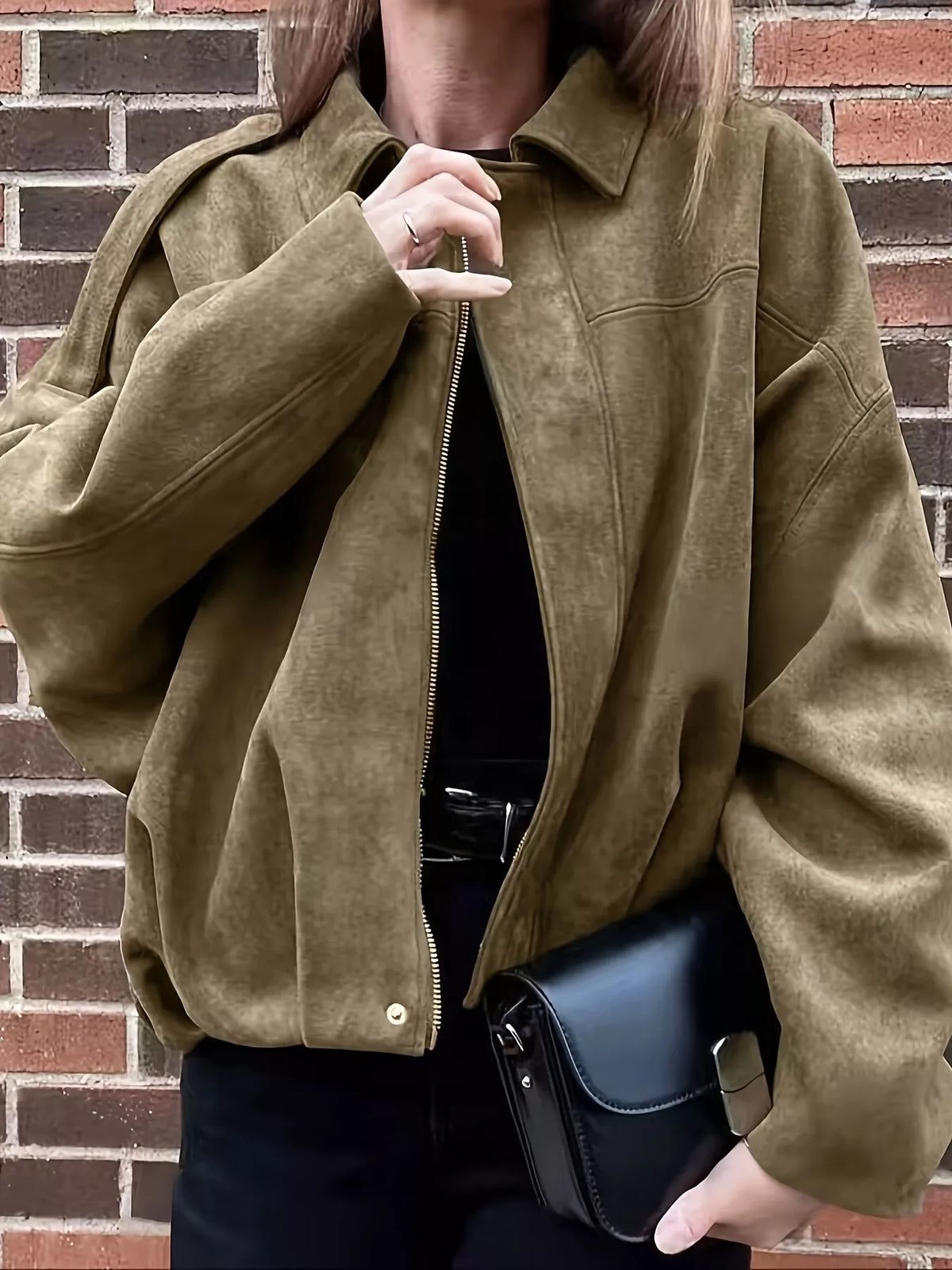 Suede-look cropped jacket, view 2