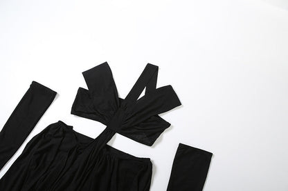 Patchwork Sleeve Hollow Dress