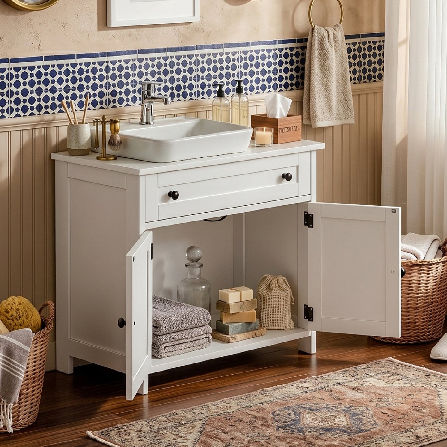 1-Drawer 2-Door Bathroom Vanity Bathroom Cabinet