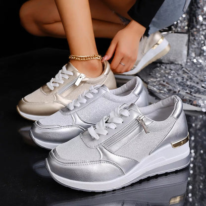 Round Toe Lace Up Sneakers