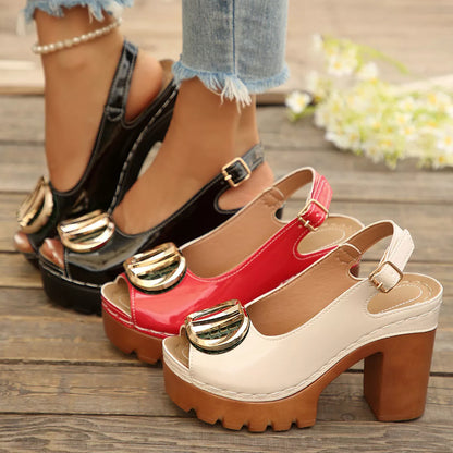 Open Toe Block Heels Sandals