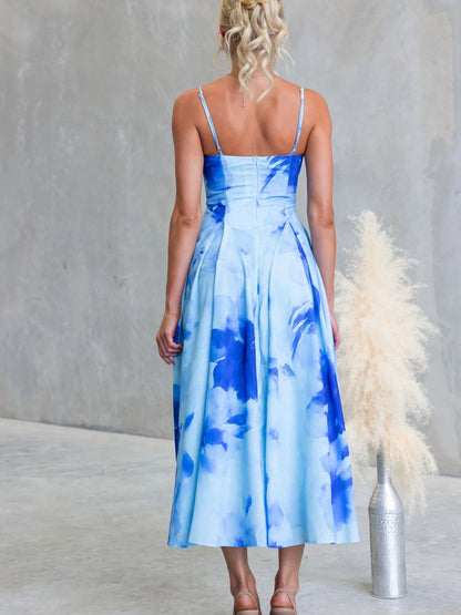 Floral Print Spaghetti Strap Midi Dress