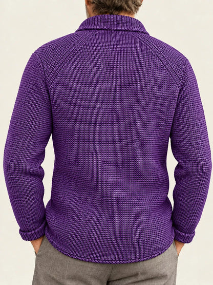 Men's knit stand-collar cardigan, view 7