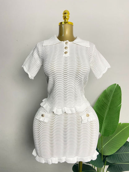 Knitted Short Skirt Suit