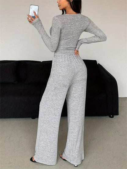 Button detail top and pants set, view 9