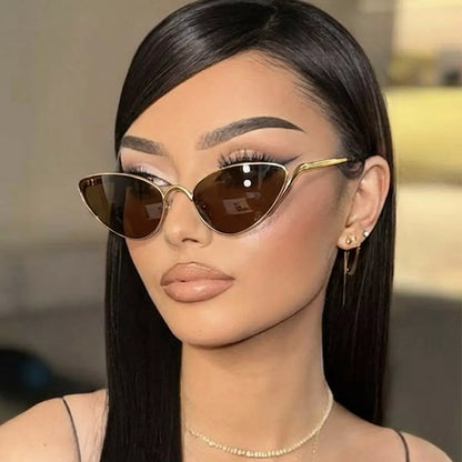 Gold-Rimmed Cat-Eye Sunglasses