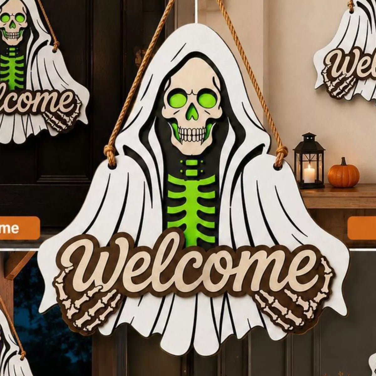 Halloween skeleton ornament, view 3