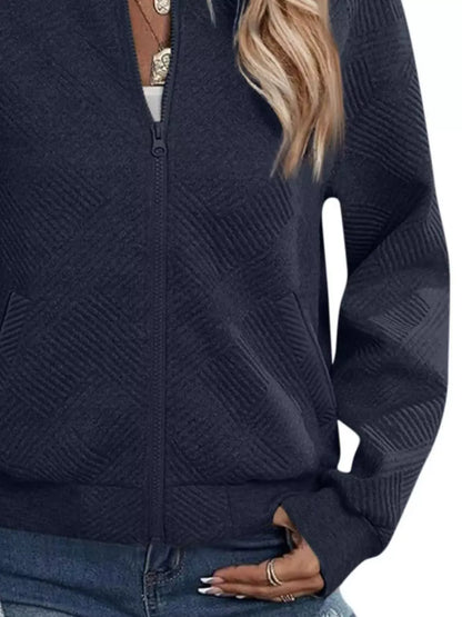 Textured Knit Zip-Up Jacket