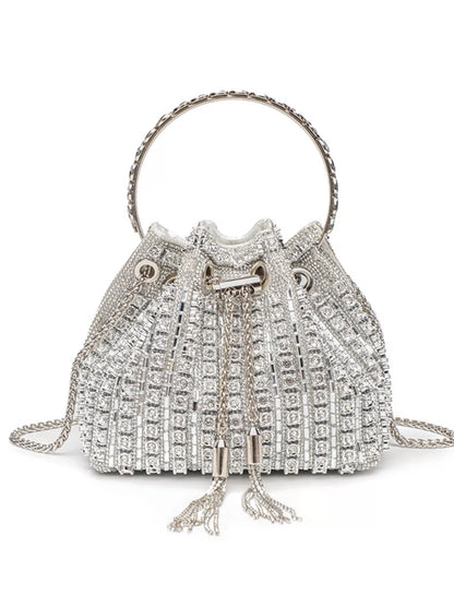 Rhinestone Embellished Bucket Crossbody Bag