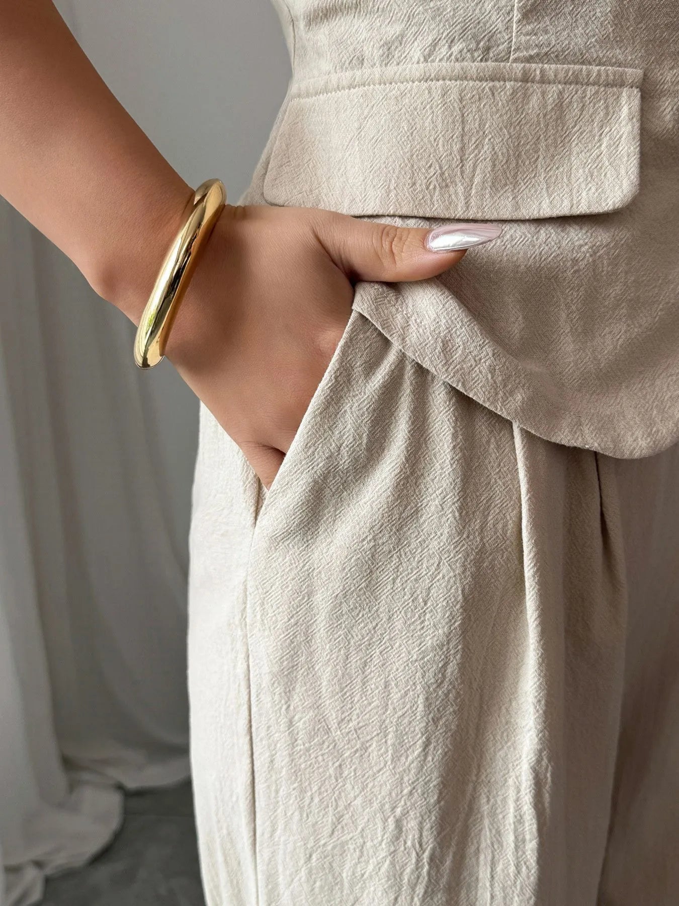 Button Down Tube Top and Pants Set