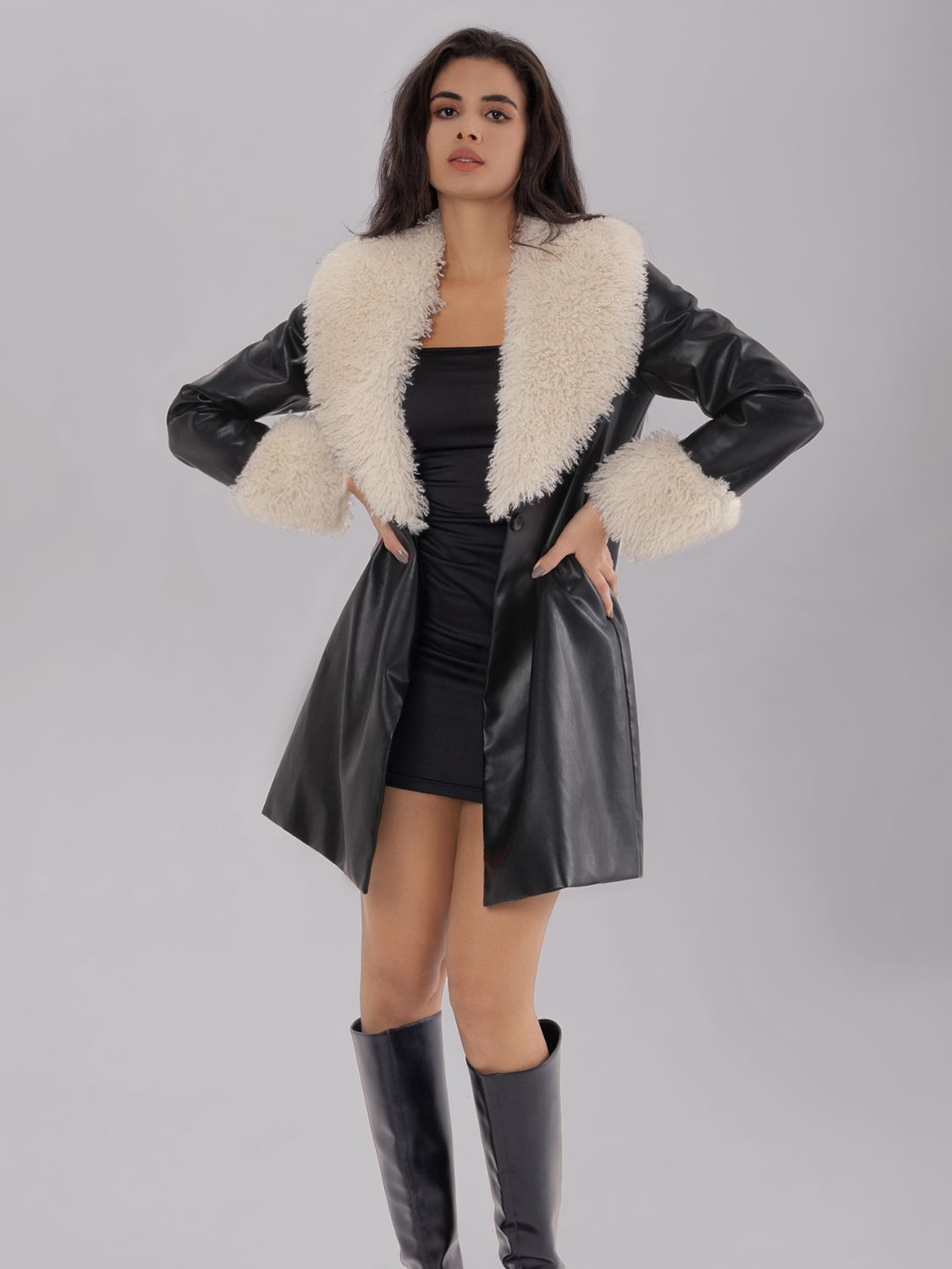Fuzzy Long Sleeve Coat