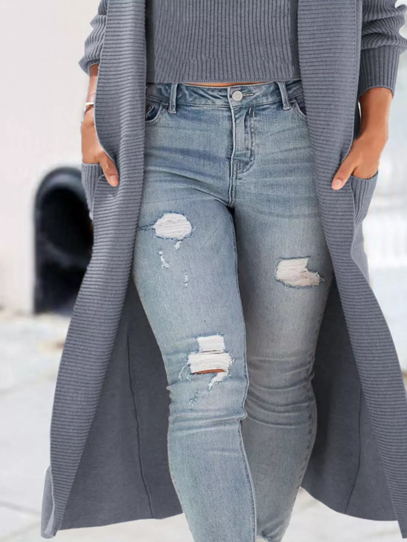 Full Size Ribbed Knit Tank and Cardigan Sweater Set Plus Size