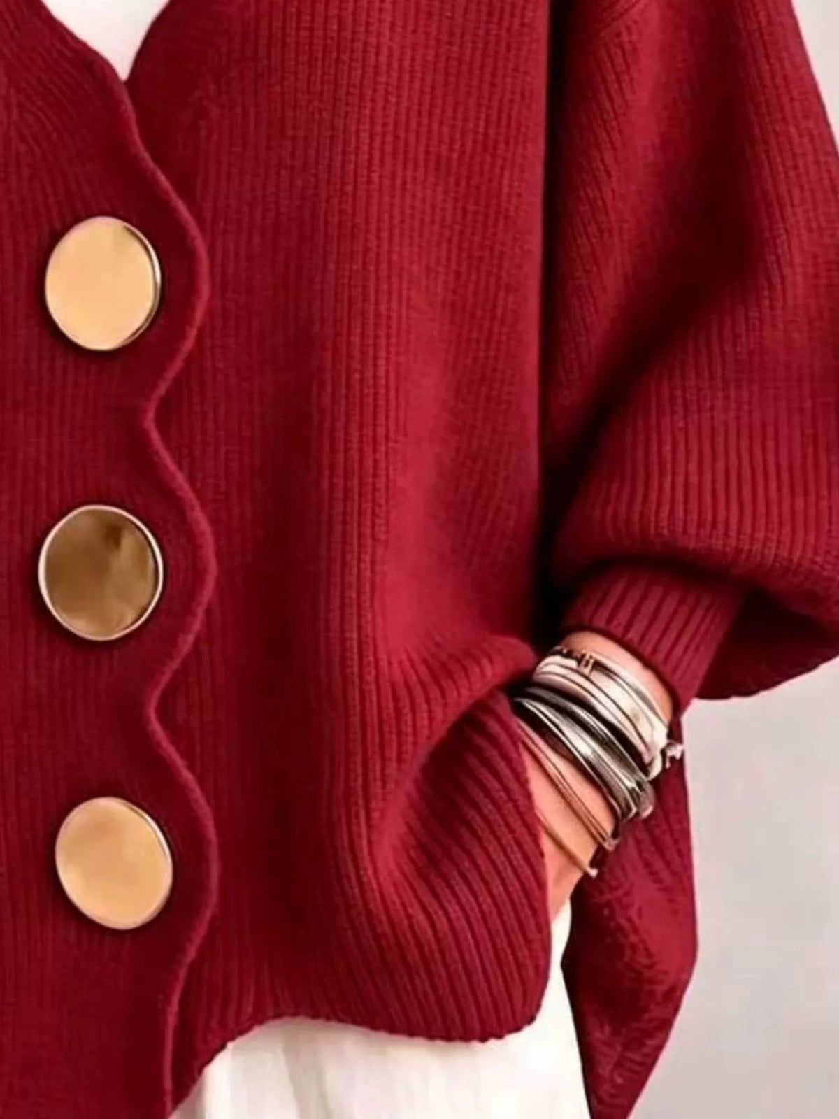Plus Size Scalloped-Edge Oversized Cardigan