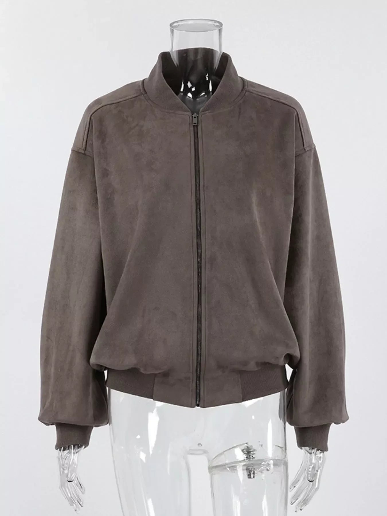 Zip Up Dropped Shoulder Jacket