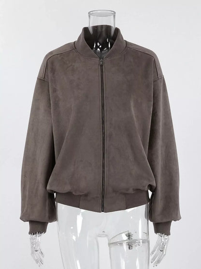 Zip Up Dropped Shoulder Jacket