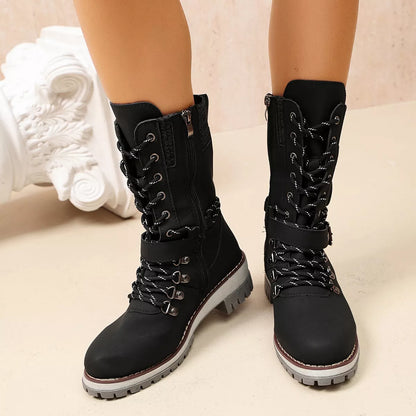 Round Toe Lace Up Boots