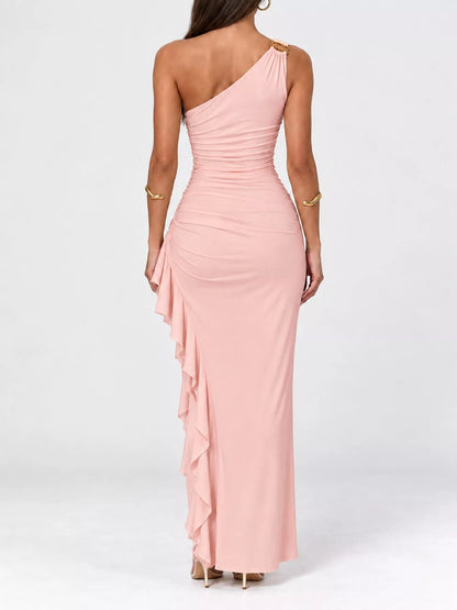 One-shoulder ruched maxi dress, view 20