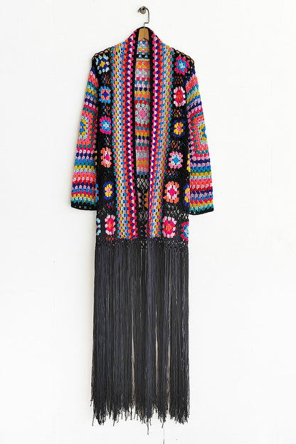 Fringe Crochet Long Sleeve Cardigan