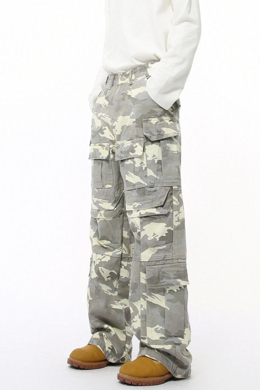 Camouflage Straight Cargo Jeans