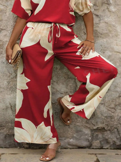 Printed Classy Wide Leg Pants Set