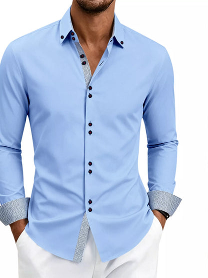 Men's Full Size Slim Fit Contrast Trim Shirt Plus Size
