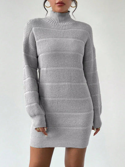 Turtleneck Long Sleeve Sweater Dress