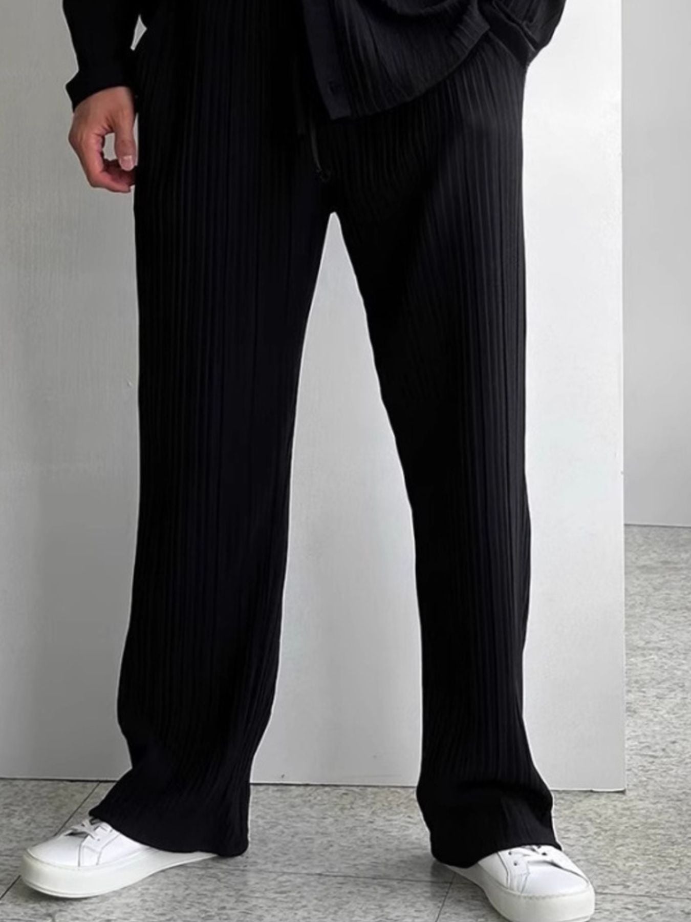 Men's Textured Button Up Shirt and Pants Set Plus Size