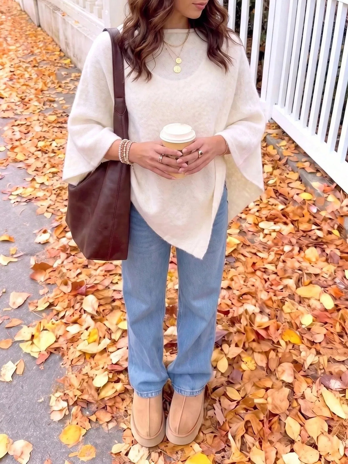 Brushed cape sweater, view 6
