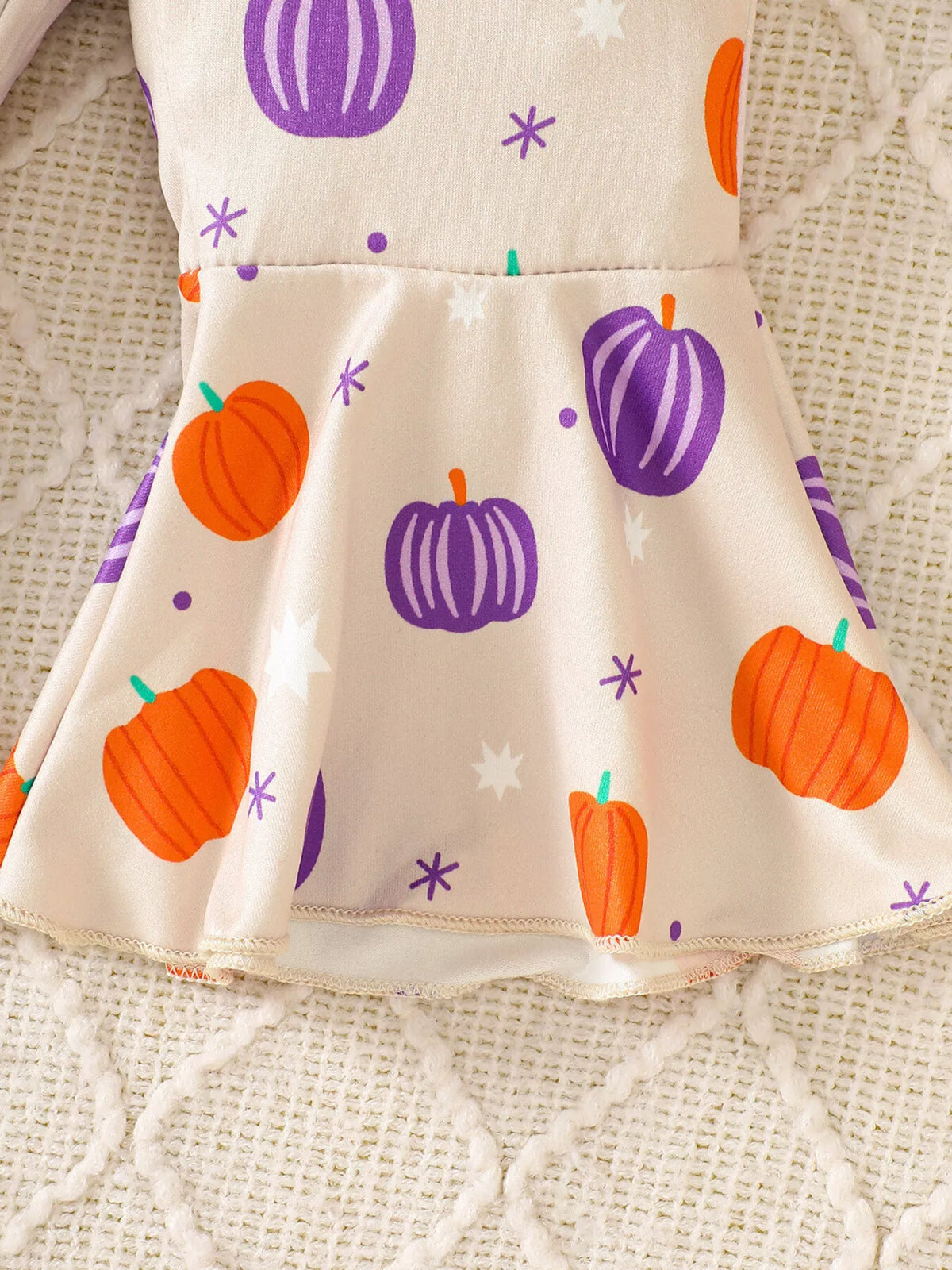Children's Halloween Pumpkin Print Bell-Bottom Jumpsuit