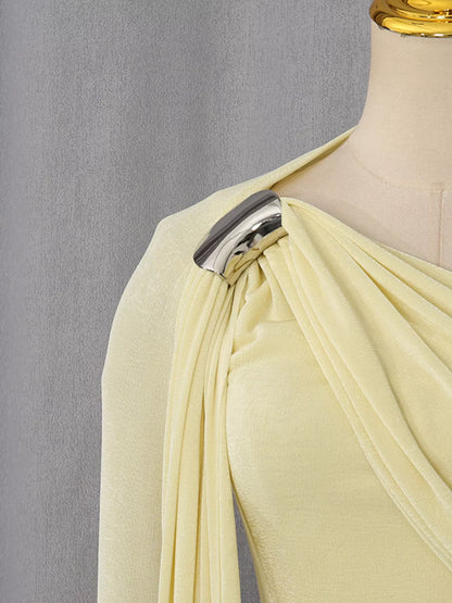 One-Shoulder Draped Maxi Dress