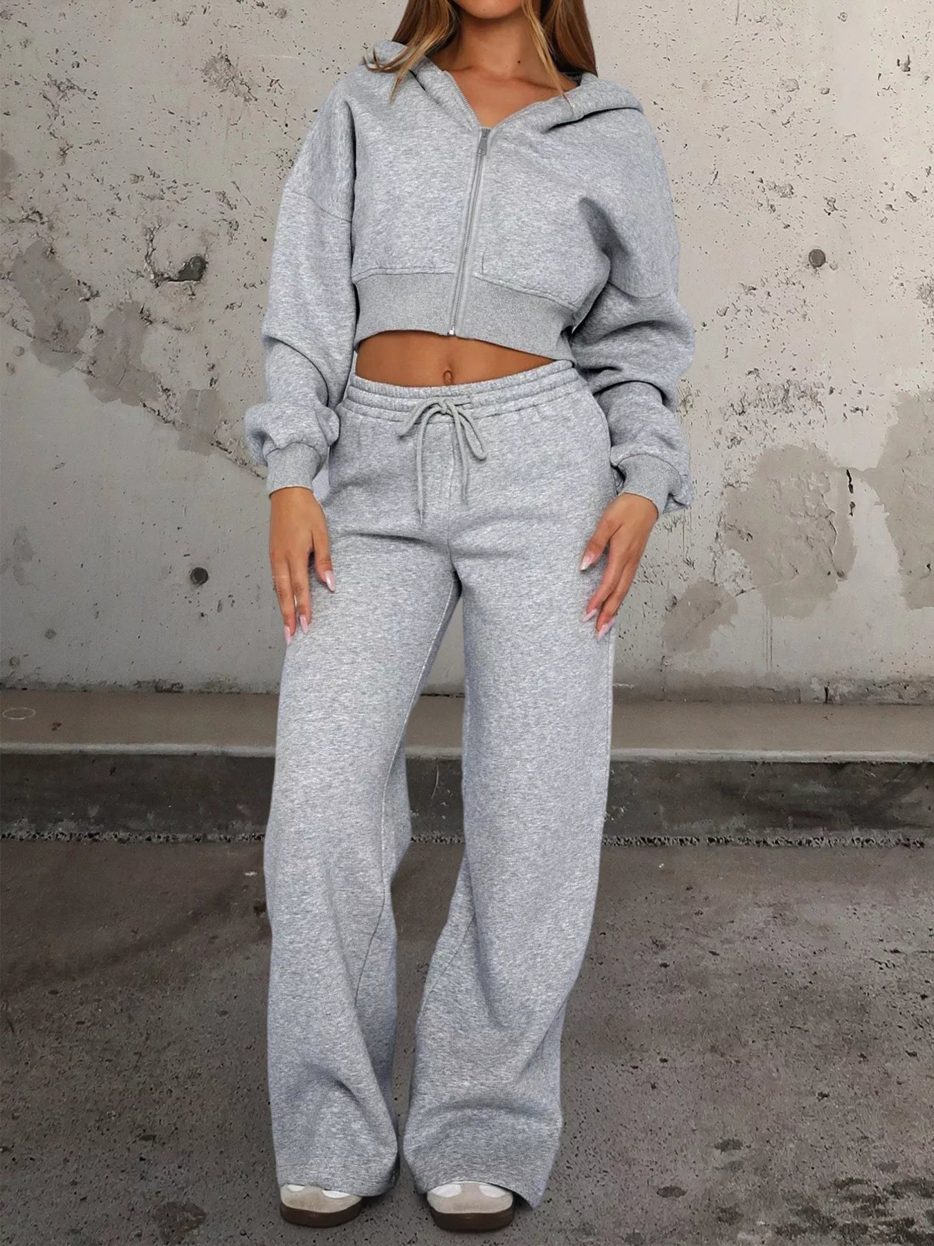 Zip Up Hoodie and Drawstring Pants Set