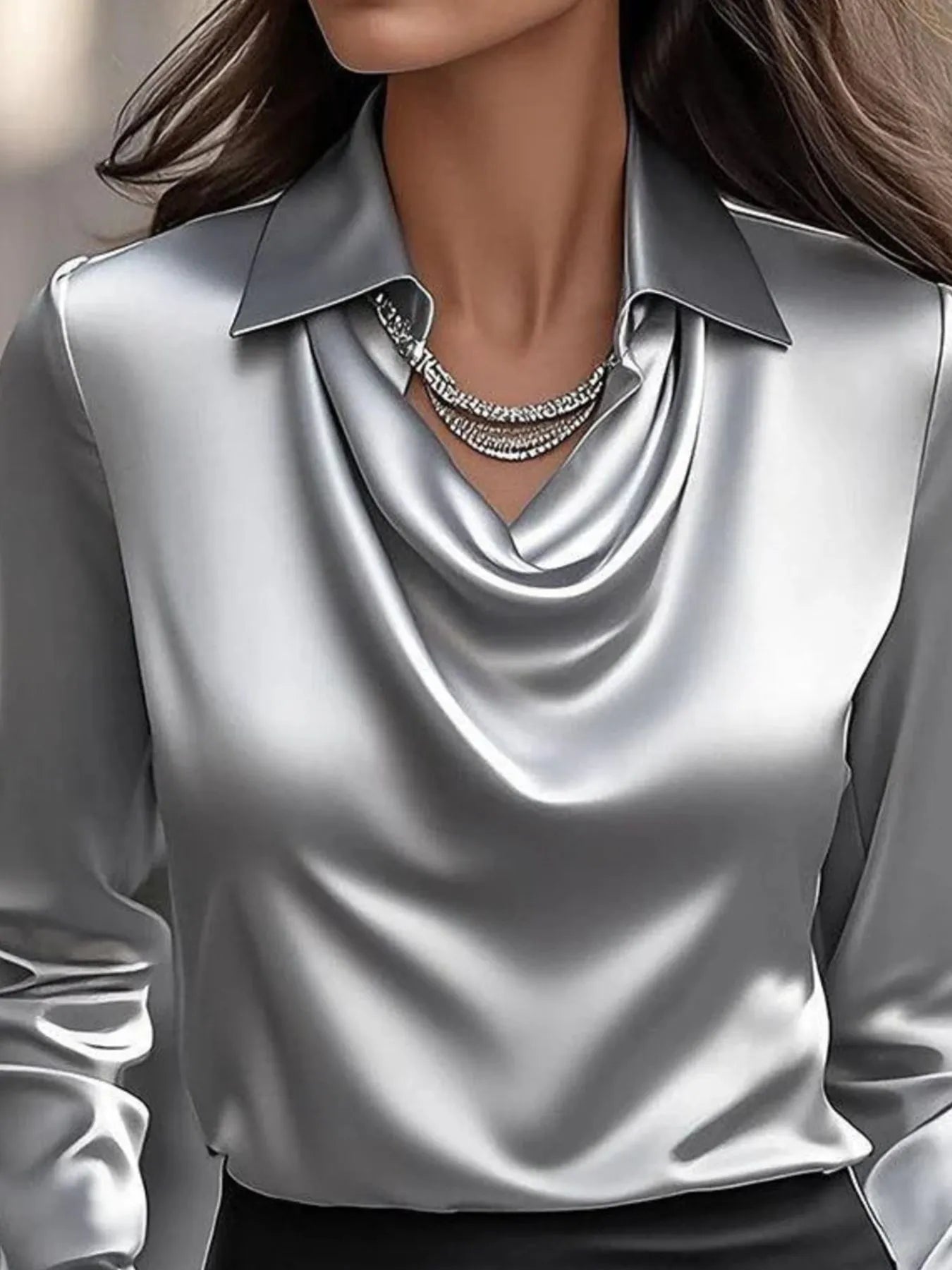 Full Size Collared Neck Long Sleeve Blouse