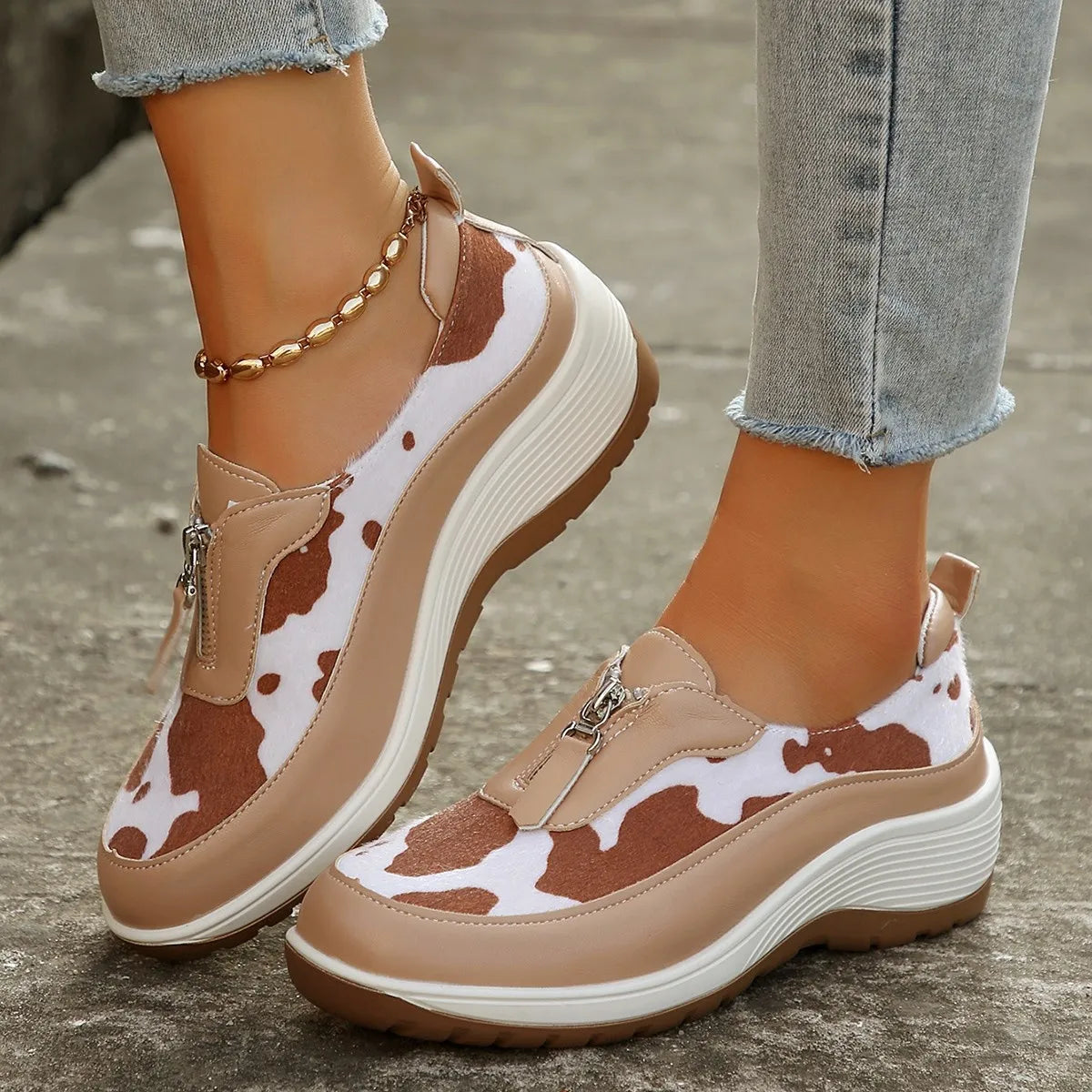 Wedge Sneakers with Zip