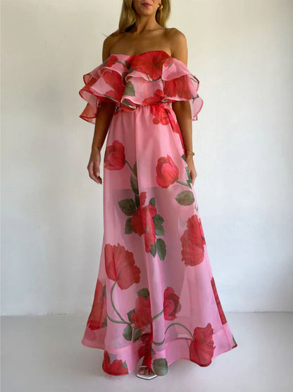 Polka Dot Ruffle Crop Top and Skirt Set