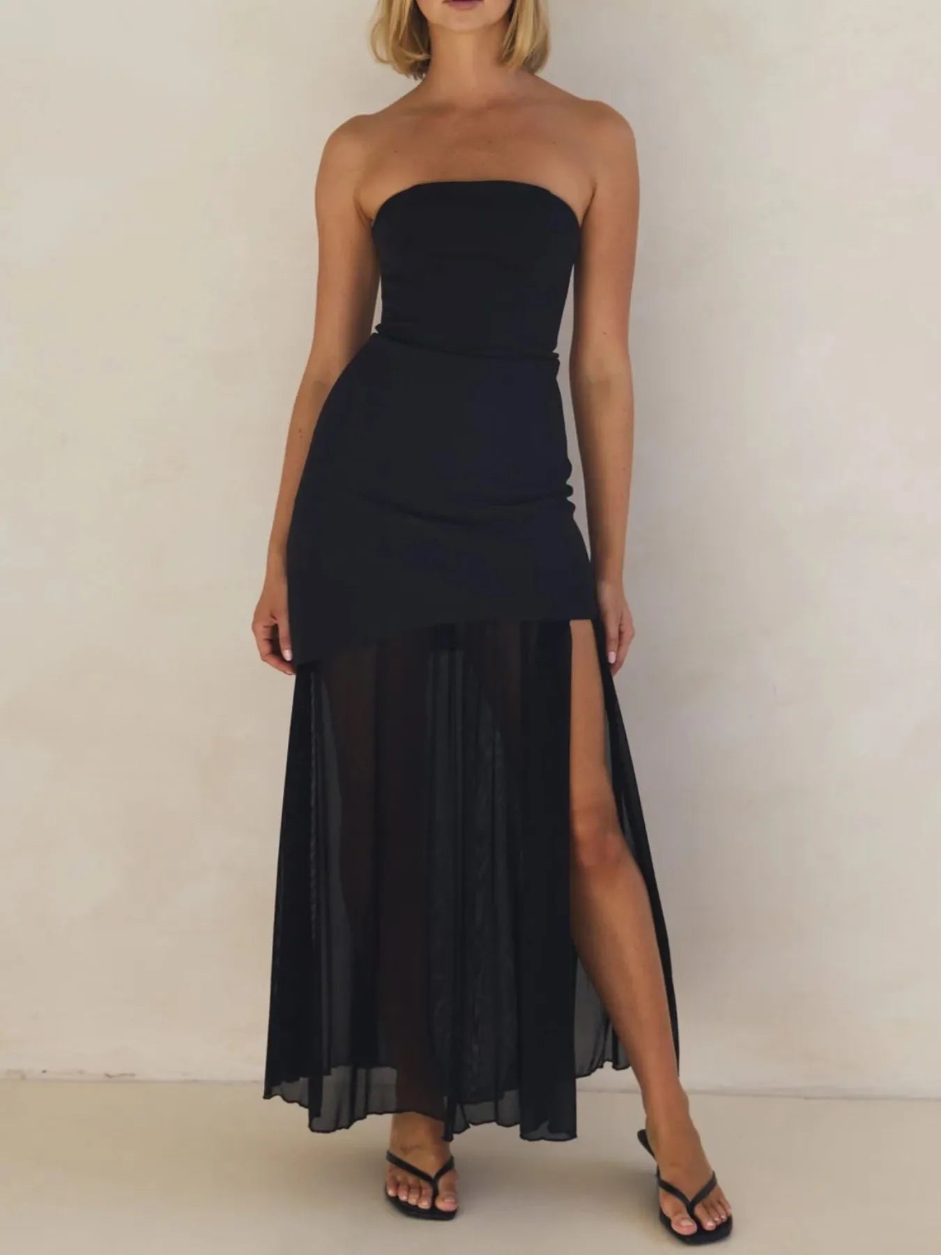 Layered Slit Tube Maxi Dress