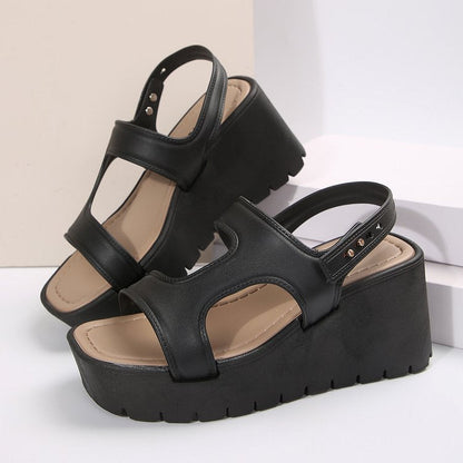 Mid heel wedge sandals, view 8