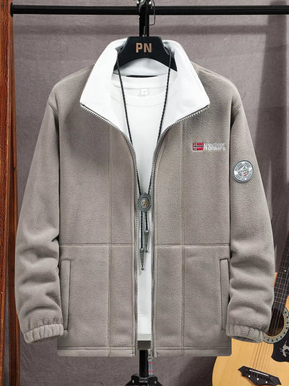 Men's Zip Up Fleece Jacket Plus Size