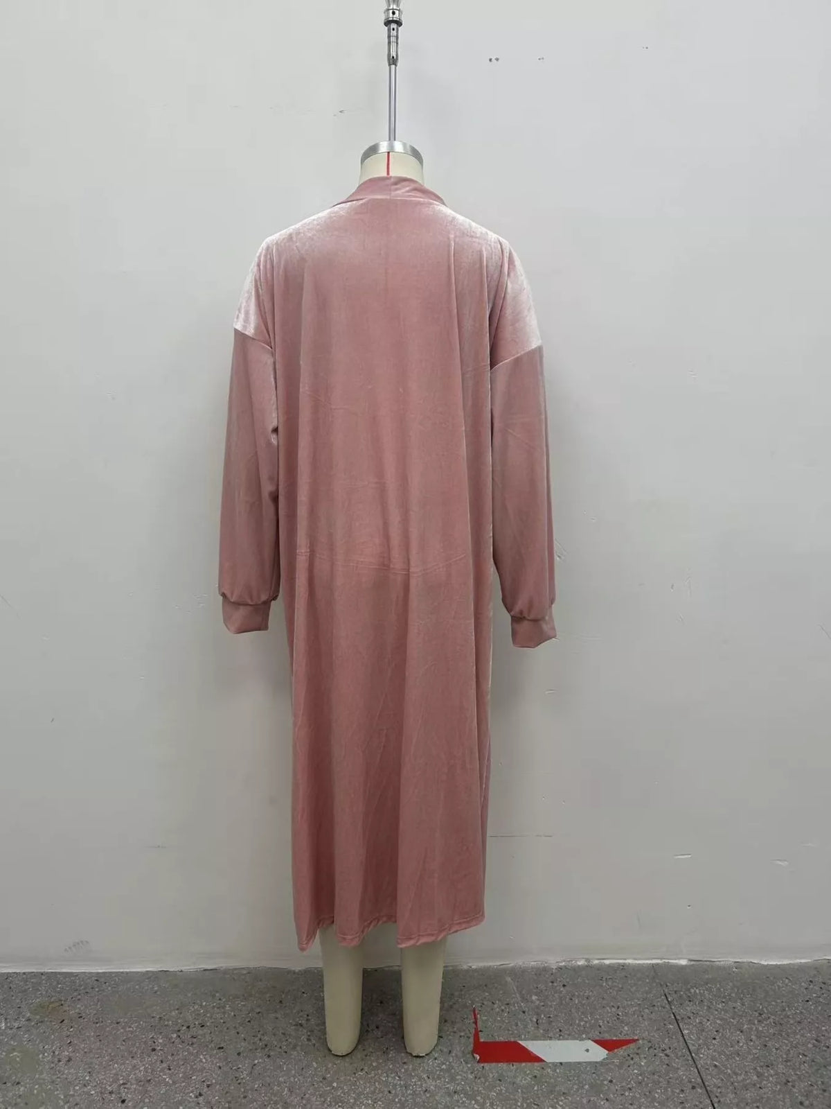 Plus size velvet longline cardigan, view 3