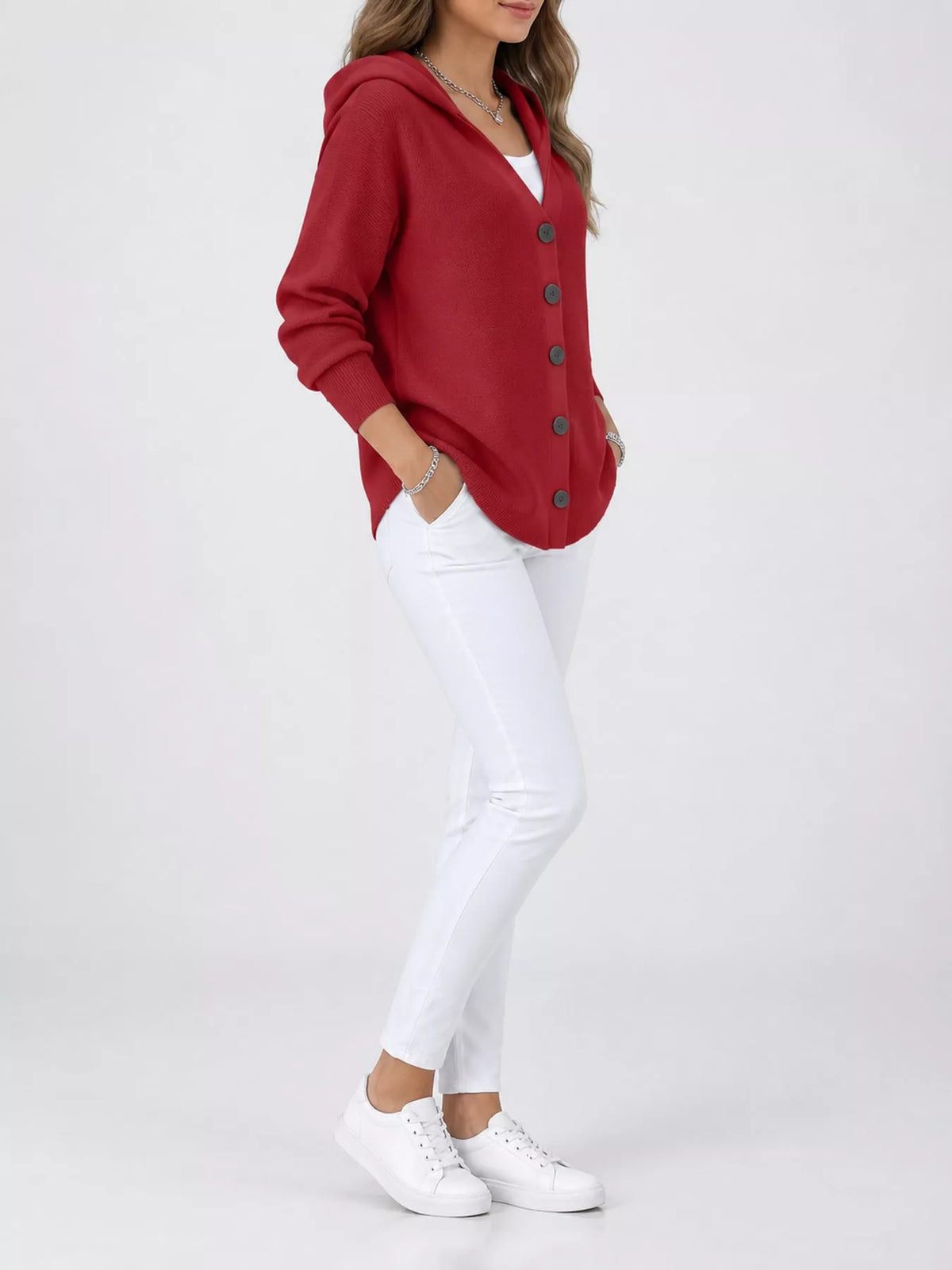 Plus size hooded knit cardigan, view 13