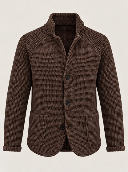 Men's Slim-Fit Knit Stand-Collar Cardigan with Pockets