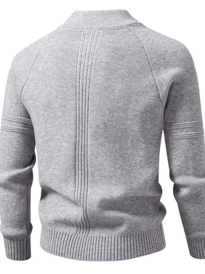 Men's Plus Size Quarter-Zip Ribbed Knit Sweater
