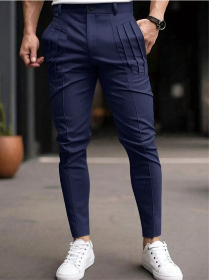 Men's Full Size Pleated Slim Fit Casual Pants Plus Size