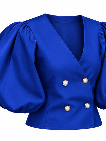 Plus size puff sleeve blouse, view 12