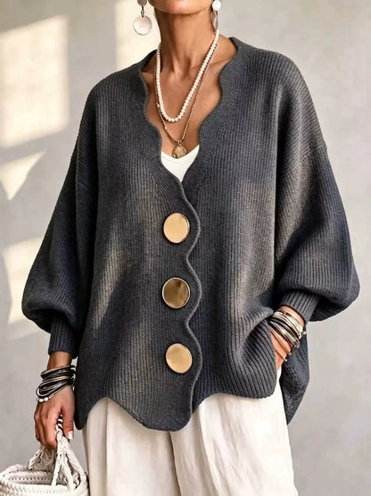 Plus Size Scalloped-Edge Oversized Cardigan