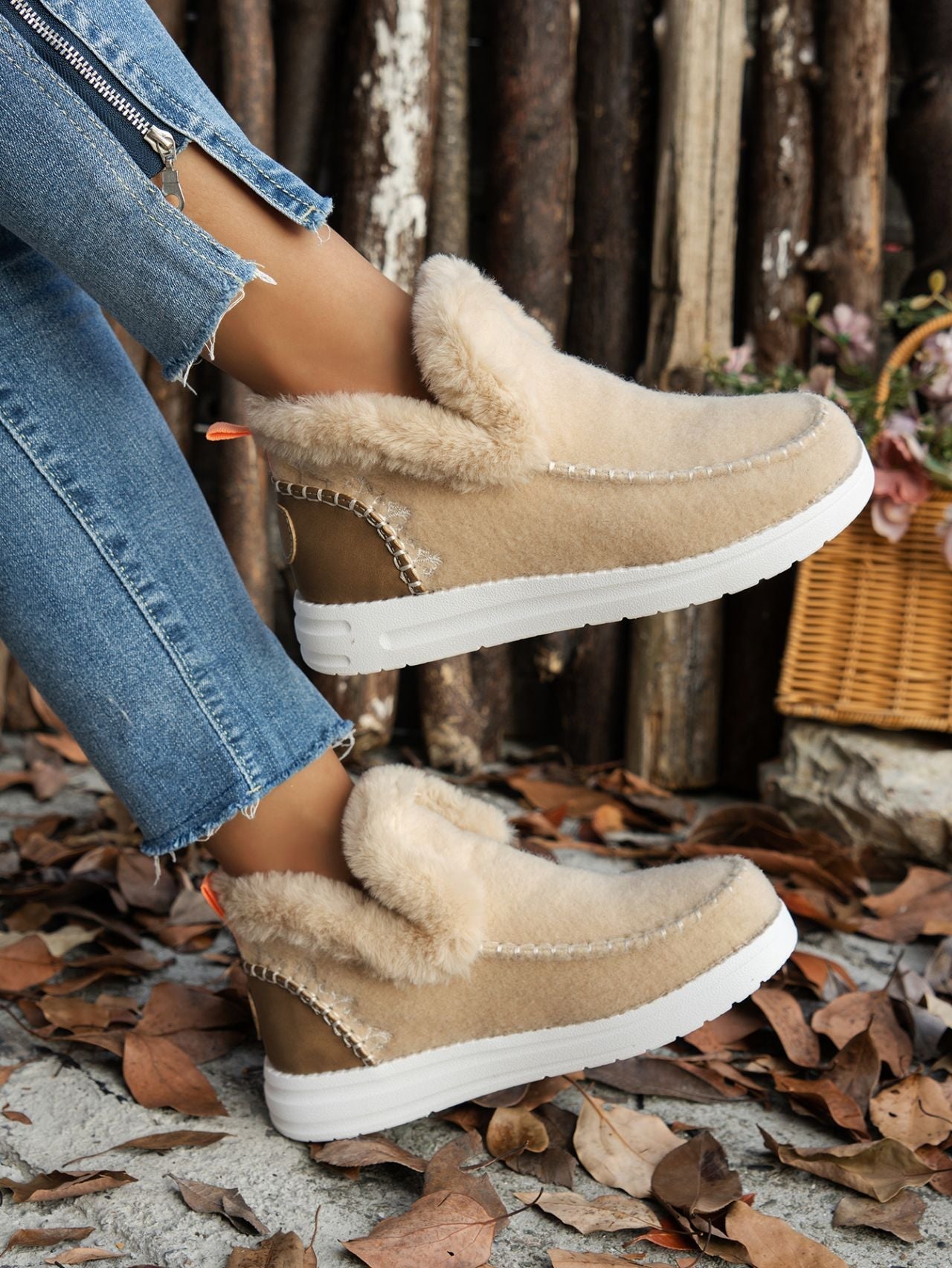 Furry Suede Flat Sneakers
